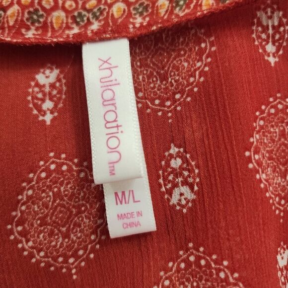 Xhilaration Red & White Sheer Kimono (M/L) - Picture 7 of 7